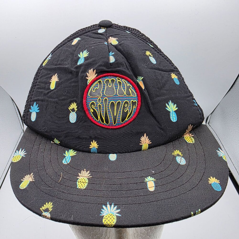 Quiksilver OSFM Kids Black Pineapple Print Trucker Hat Snapback Adjustable Cap